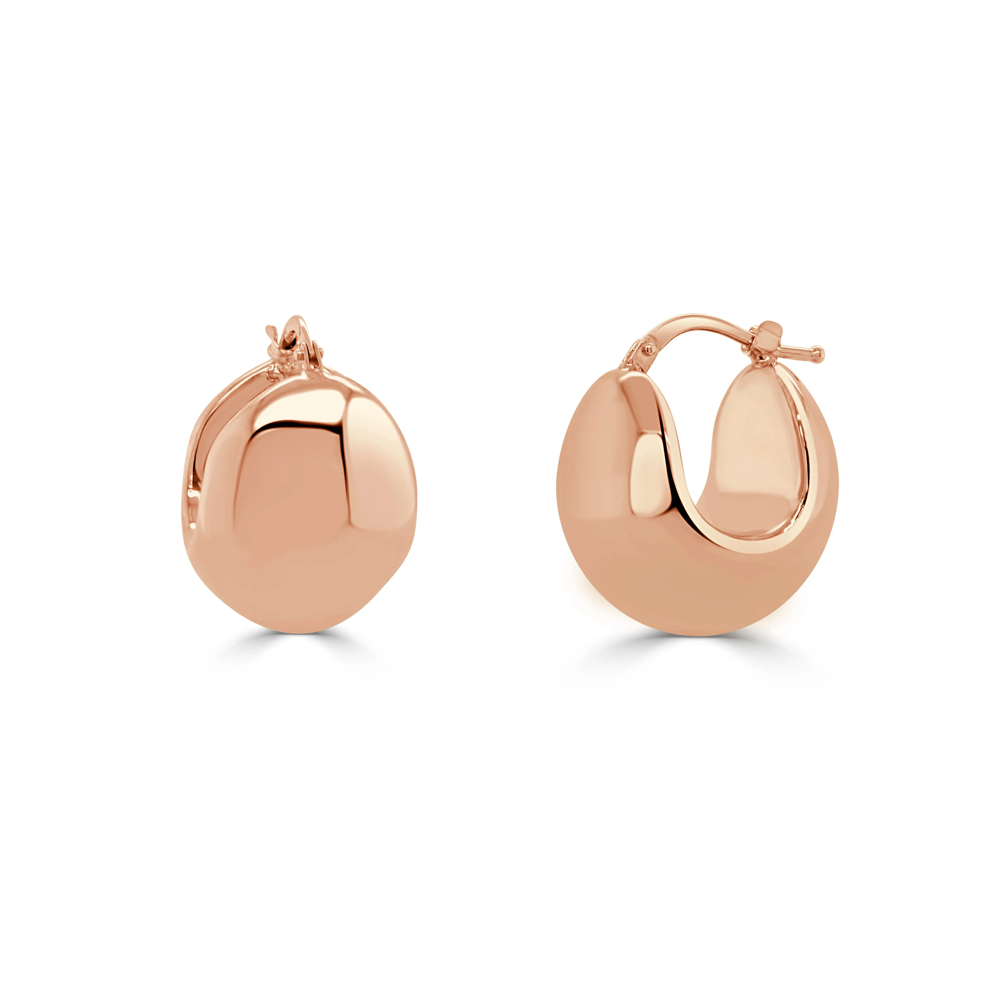 14K Gold Puffed Hoop Earrings
