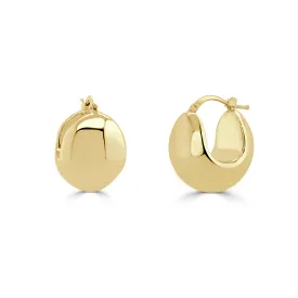 14K Gold Puffed Hoop Earrings