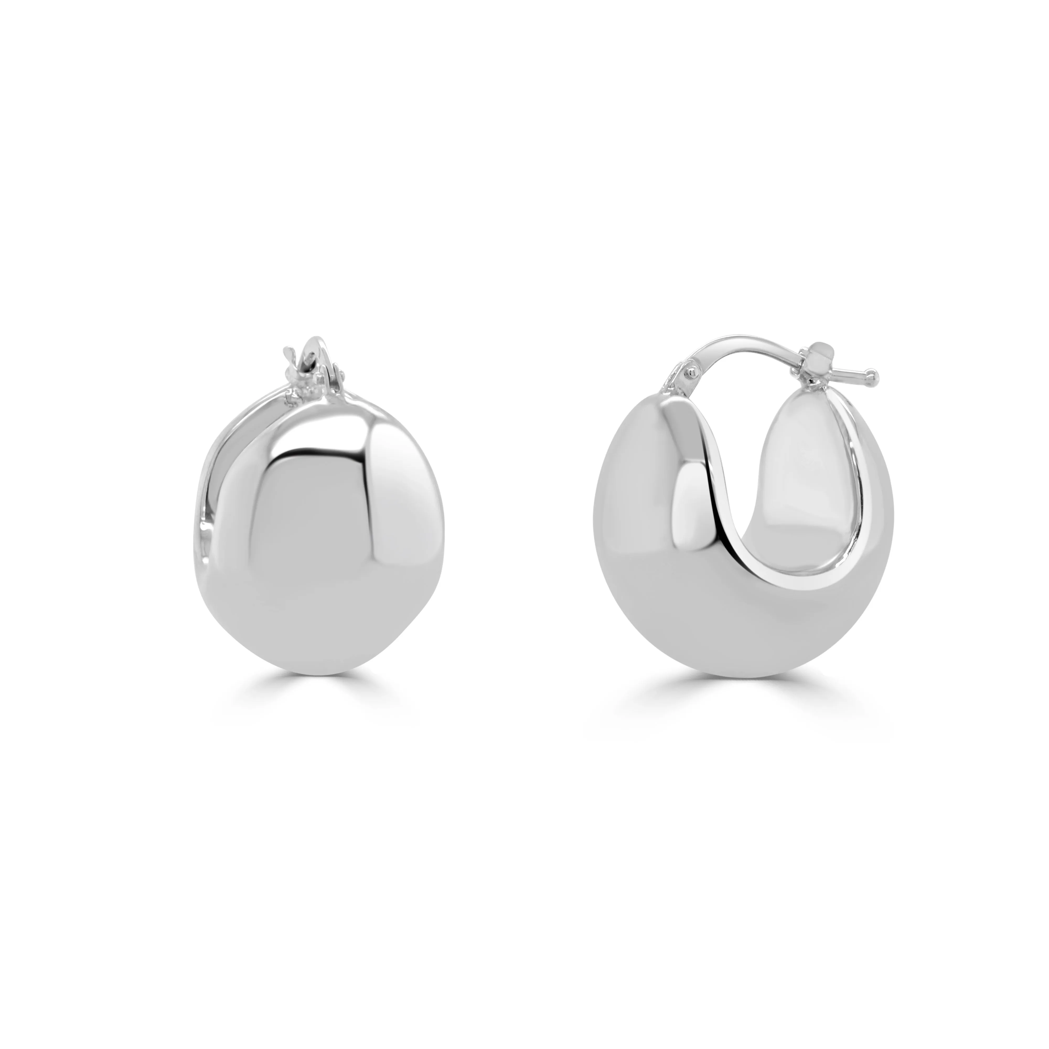 14K Gold Puffed Hoop Earrings