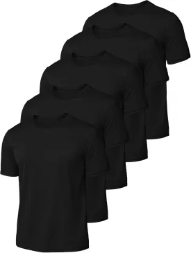 5 Pack Mens Short Sleeve Quick Dry Active Athletic T Shirt Running Gym Workout Tee Tops