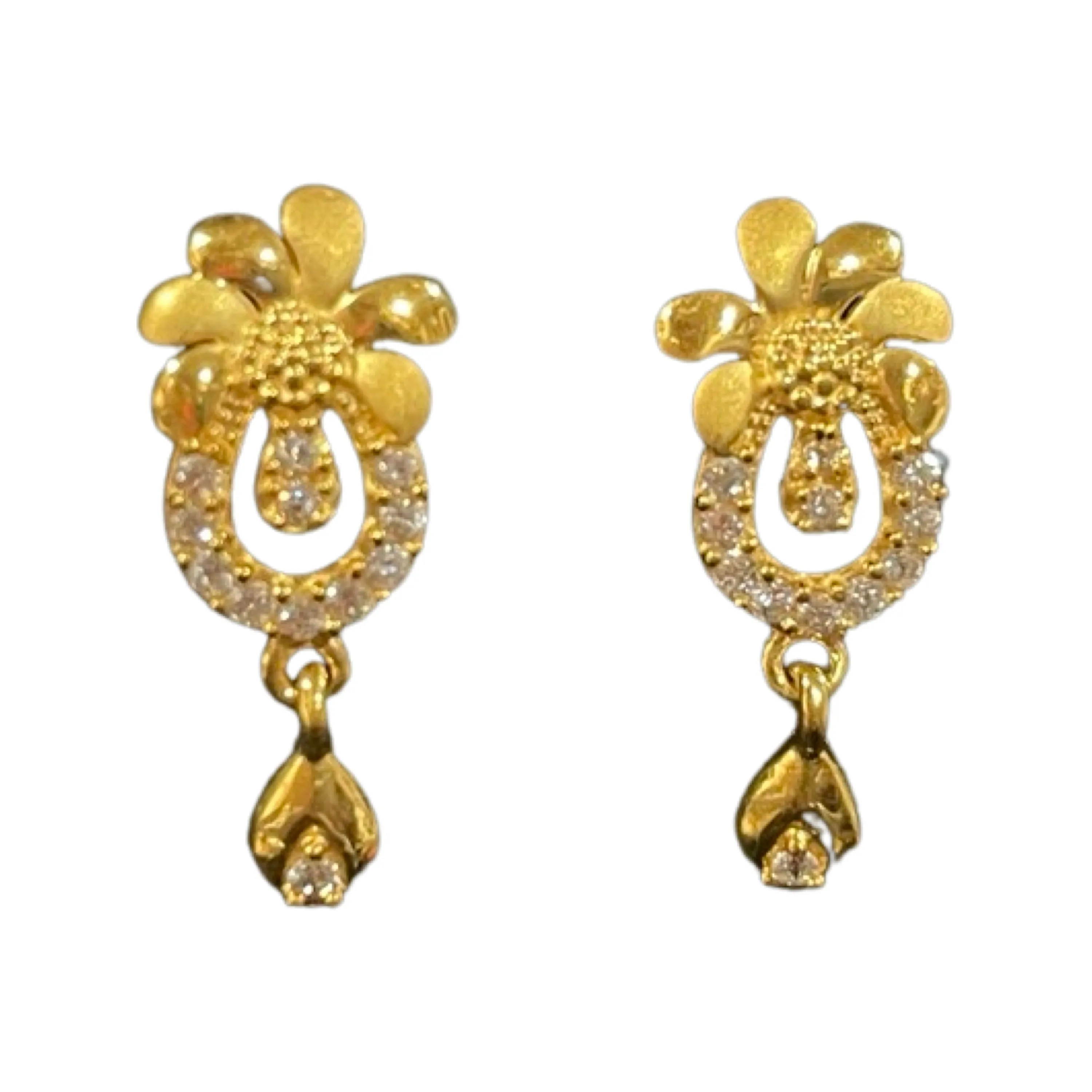 916 Twenty Two Karat (22K) Gold Studded Earrings -Style#05