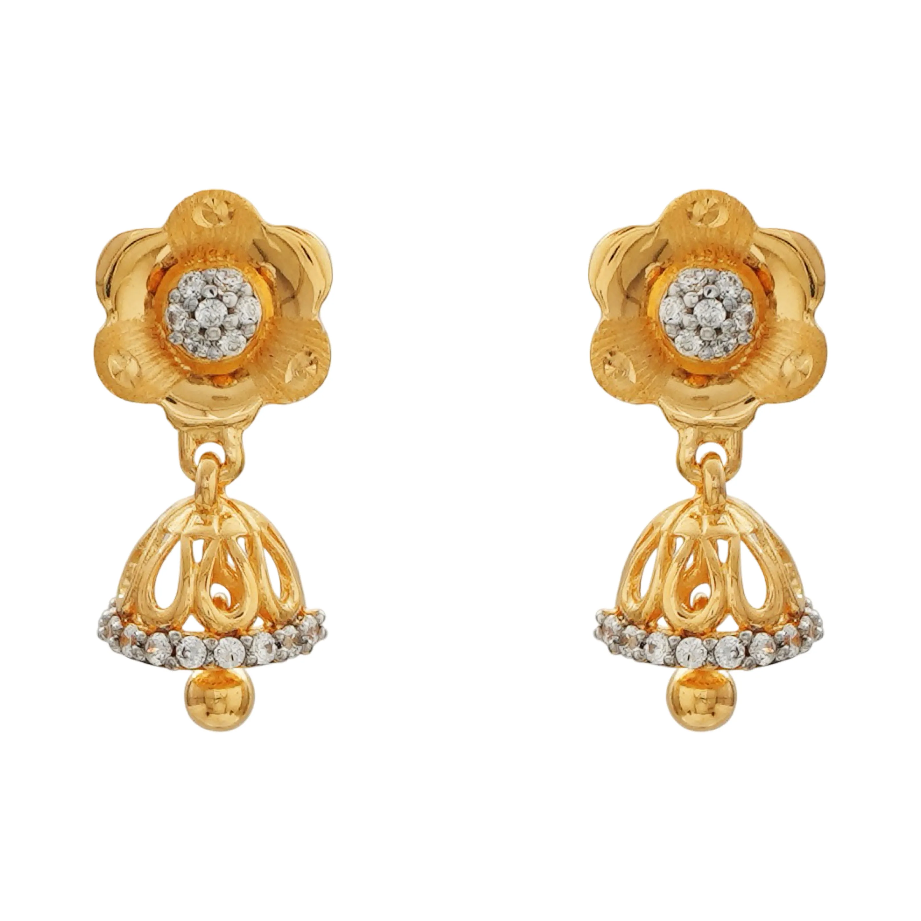 916 Twenty Two Karat (22Kt) Hallmarked Gold Small Jhumki (Jimki) -Style#03