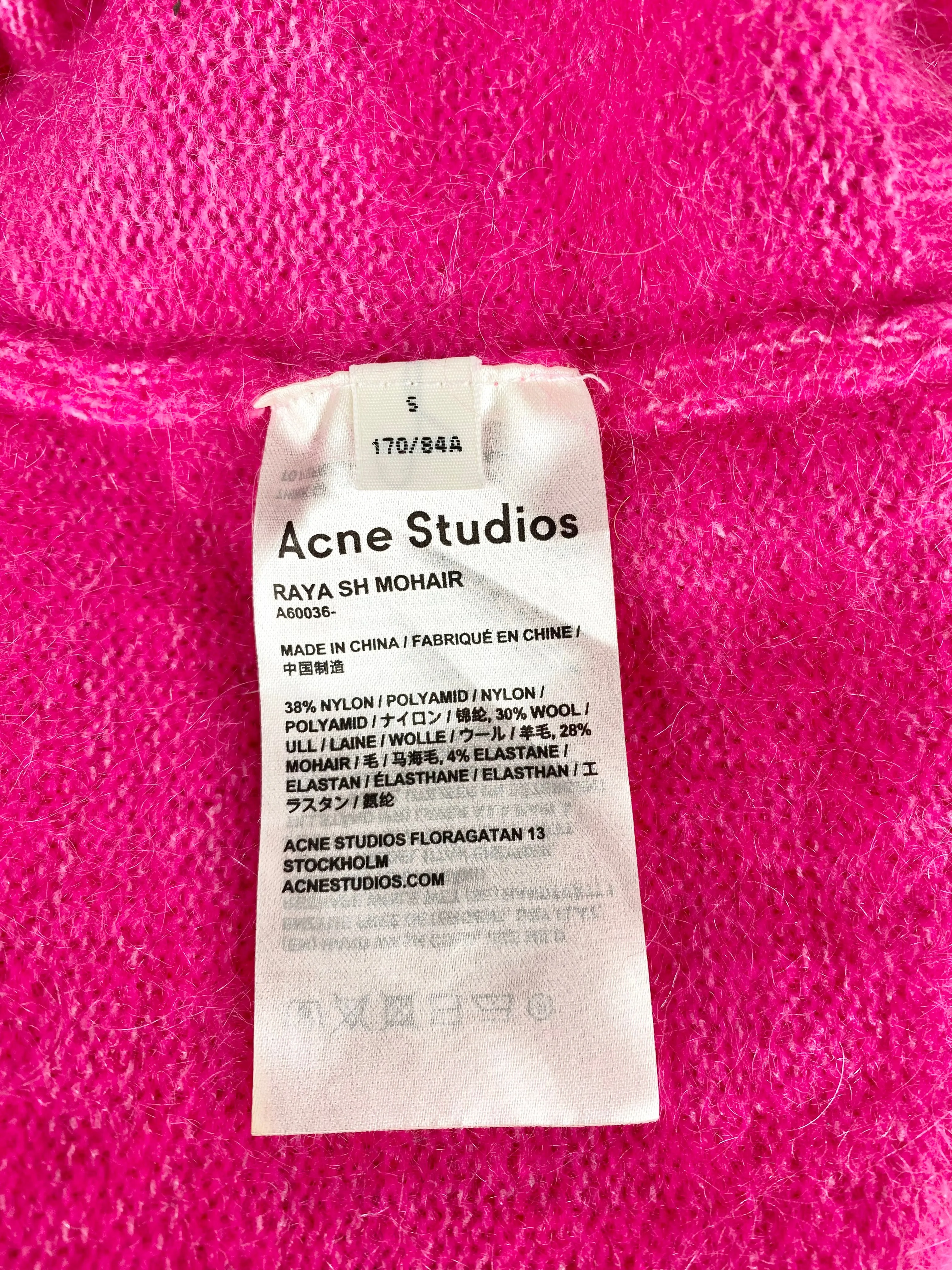 Acne Studios Hot Pink 'Raya' Mohair Blend Shrug Cardigan - AU8/10