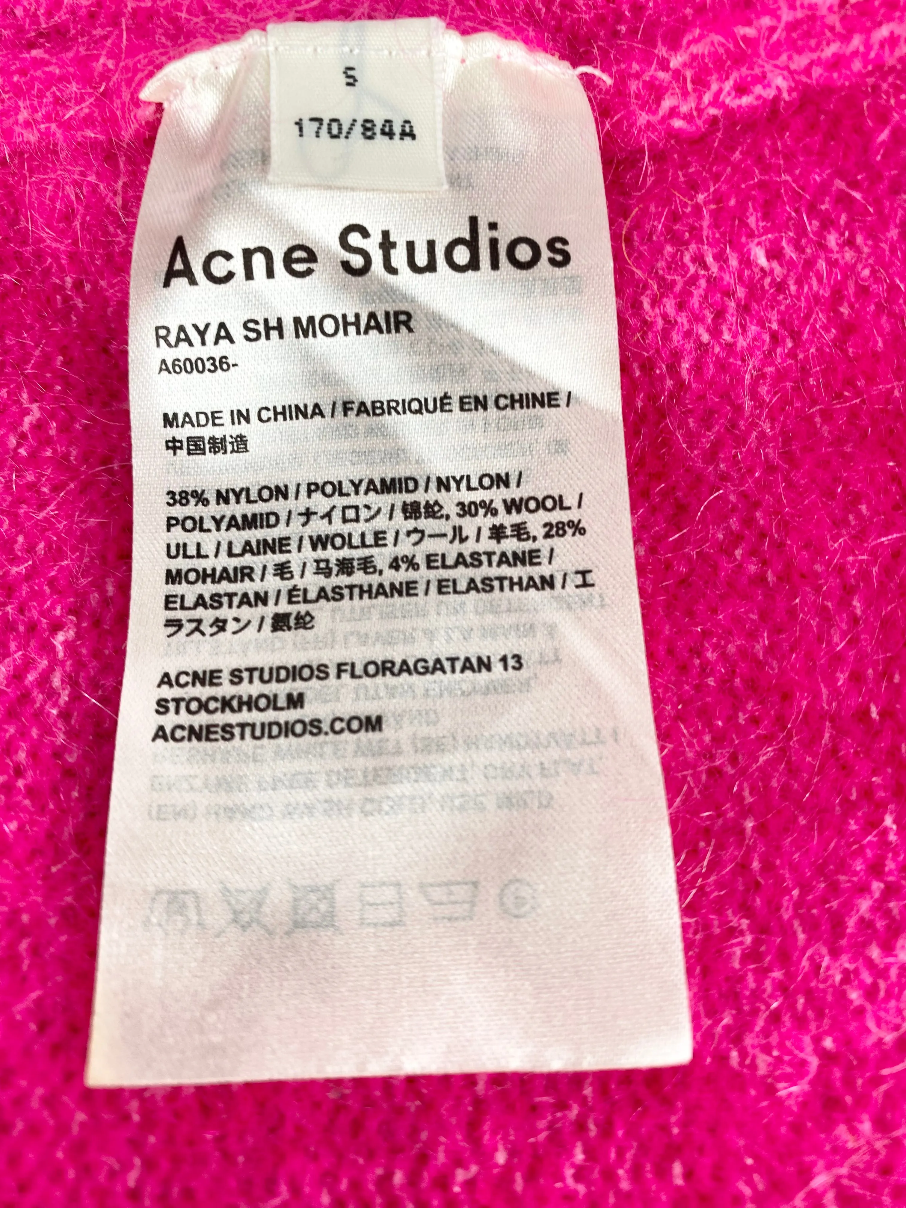 Acne Studios Hot Pink 'Raya' Mohair Blend Shrug Cardigan - AU8/10