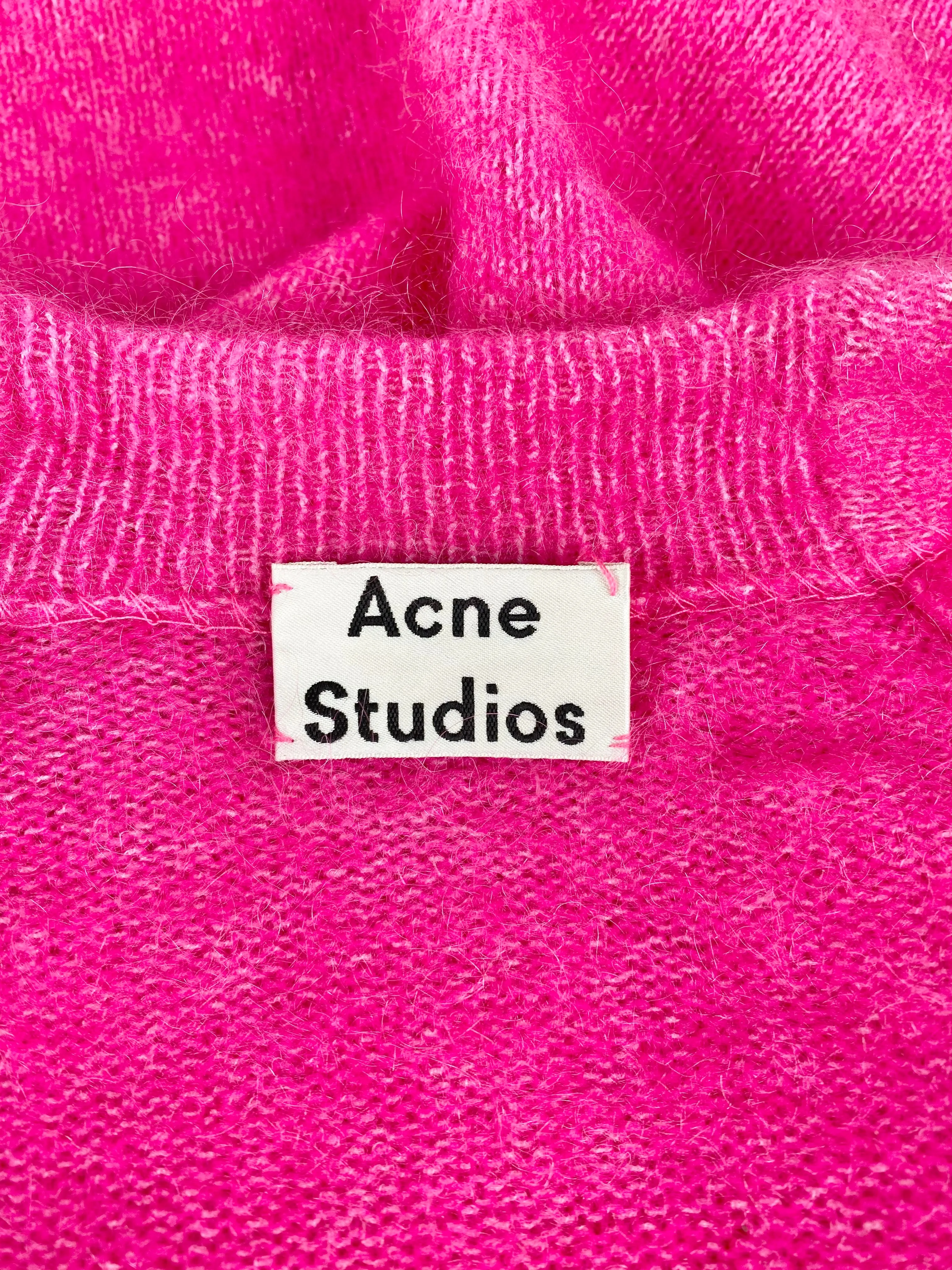 Acne Studios Hot Pink 'Raya' Mohair Blend Shrug Cardigan - AU8/10