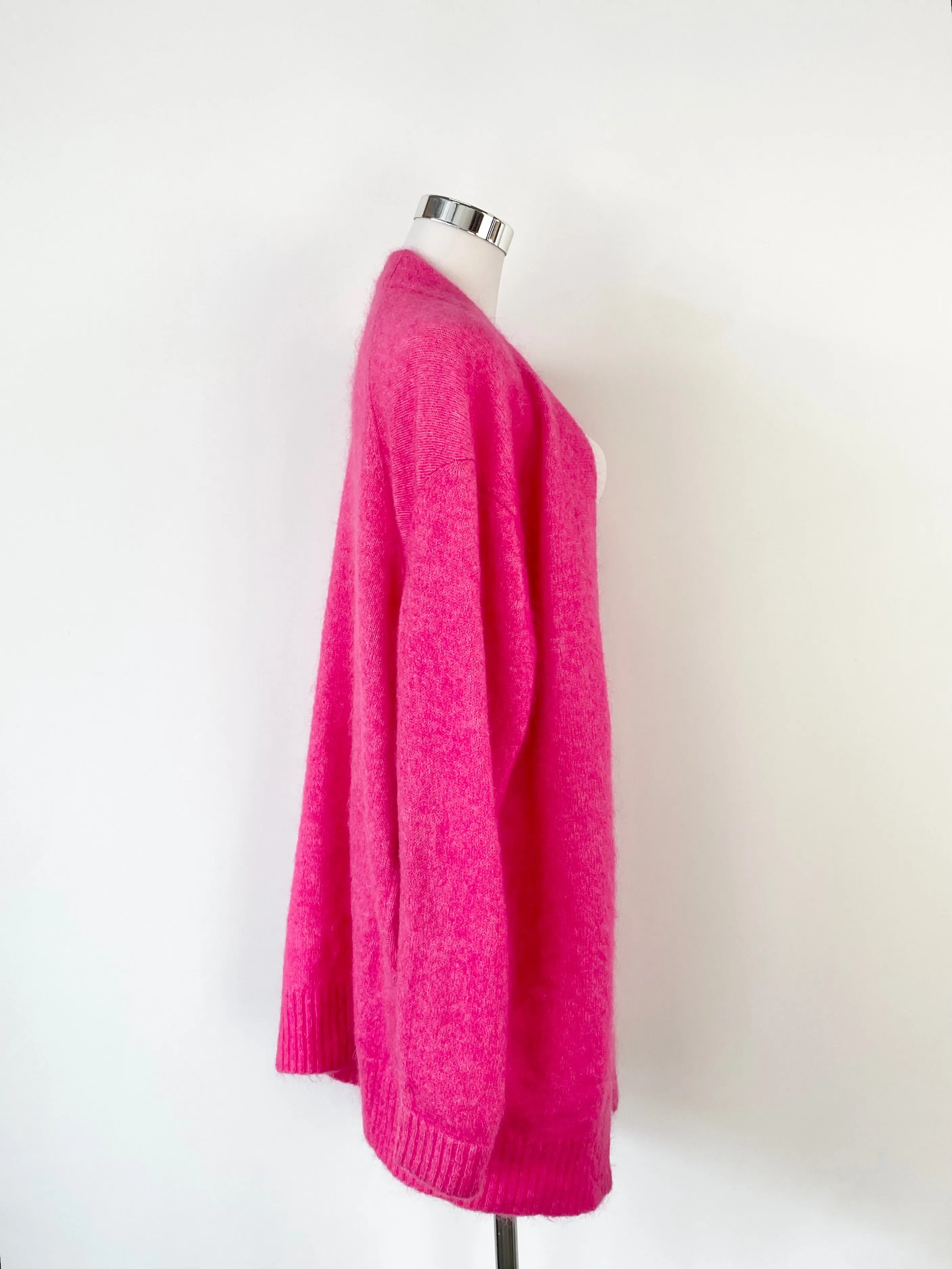 Acne Studios Hot Pink 'Raya' Mohair Blend Shrug Cardigan - AU8/10
