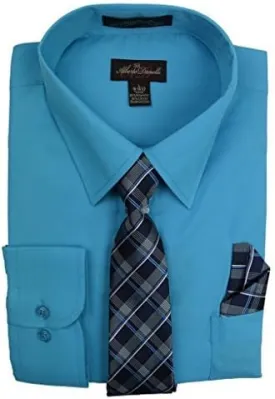 Alberto Danelli Mens Dress Shirt and Tie Set, Dress Shirts for Men, Long Sleeve Button Down, Big and Tall Sizes Up to 5XL