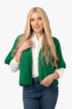 Amelia Short Sleeve Wool Blend Cardigan - Green