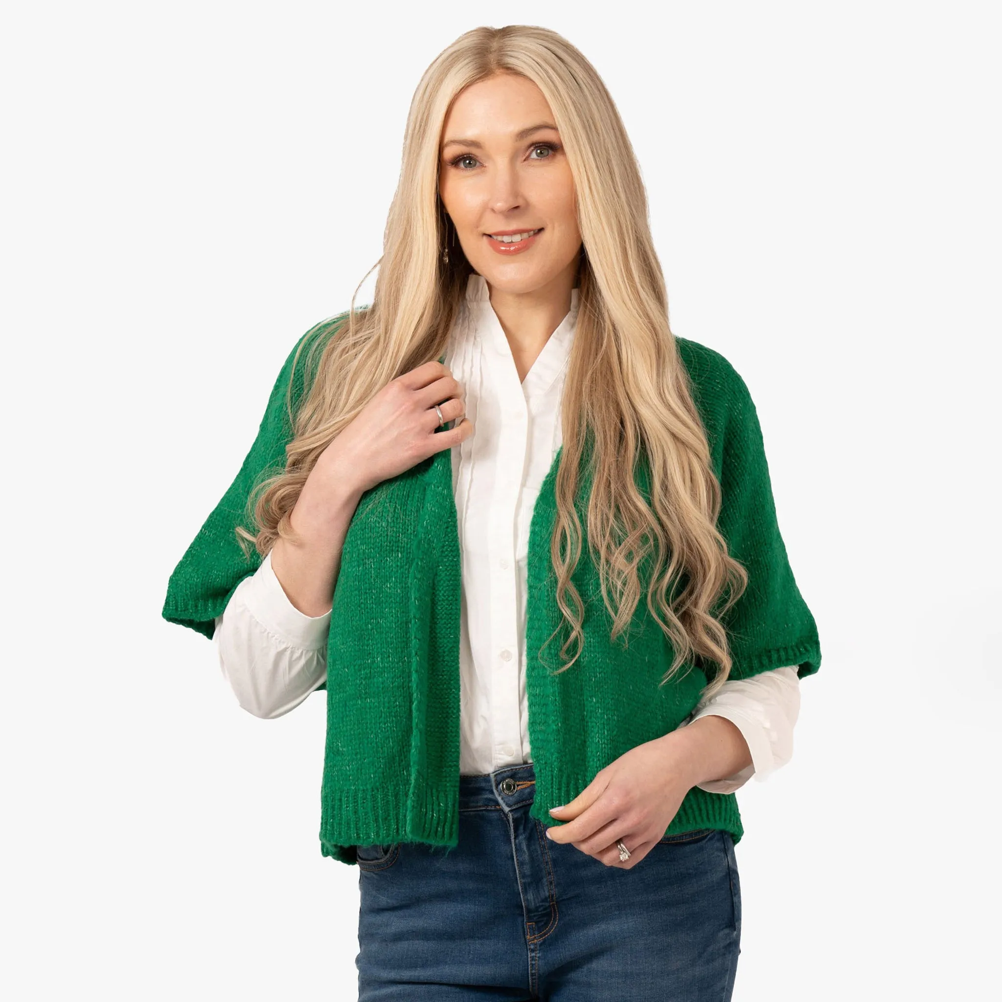 Amelia Short Sleeve Wool Blend Cardigan - Green