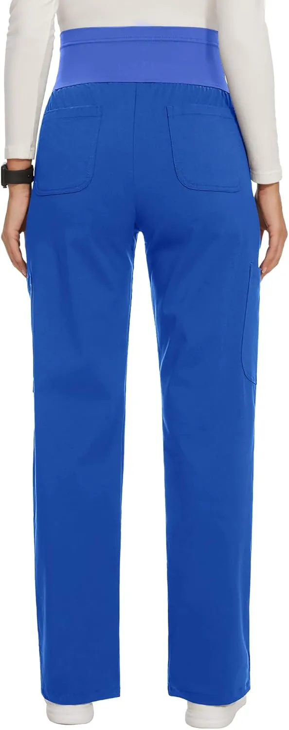 AMPOSH Women's Maternity Scrub Pants with 6 Pockets Stretchy Straight Leg Pregnancy Workwear