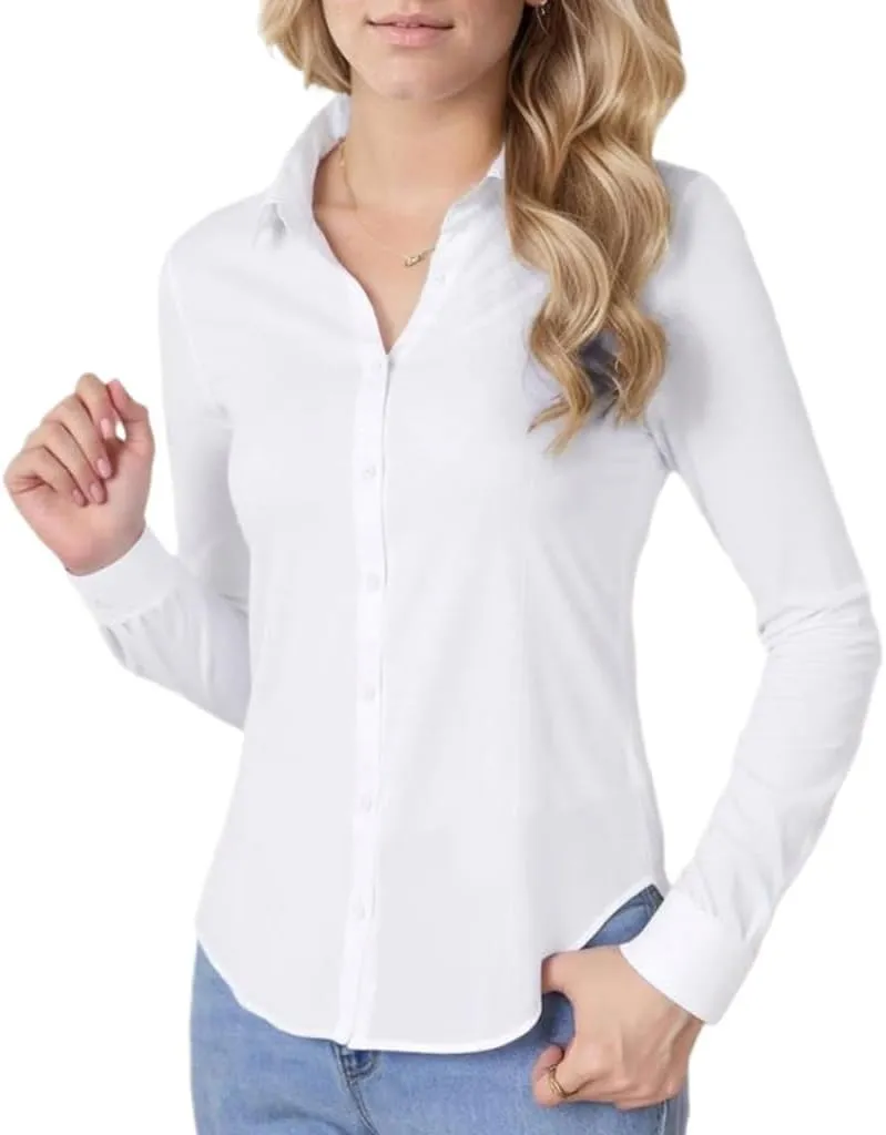 Beninos Women's Classic Button Down Shirt Elegant Office Casual Blouse