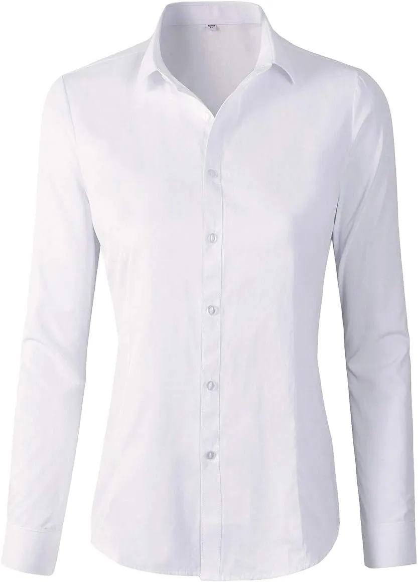 Beninos Women's Classic Button Down Shirt Elegant Office Casual Blouse