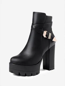 Black Platform Ankle Boots, Platform Heels