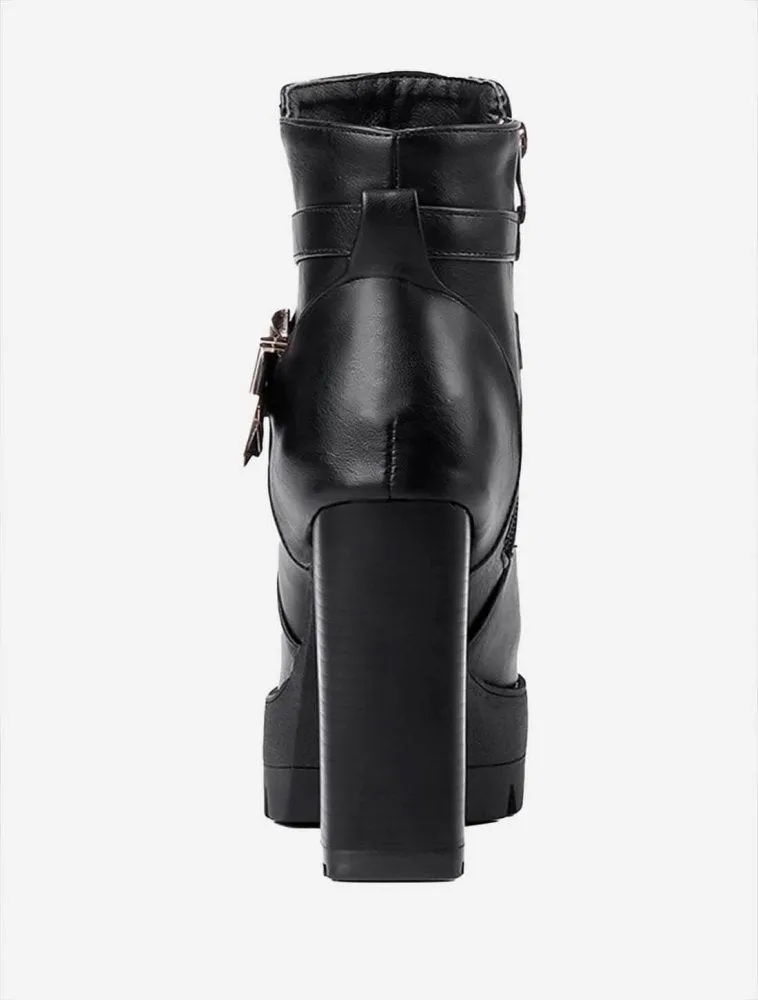 Black Platform Ankle Boots, Platform Heels