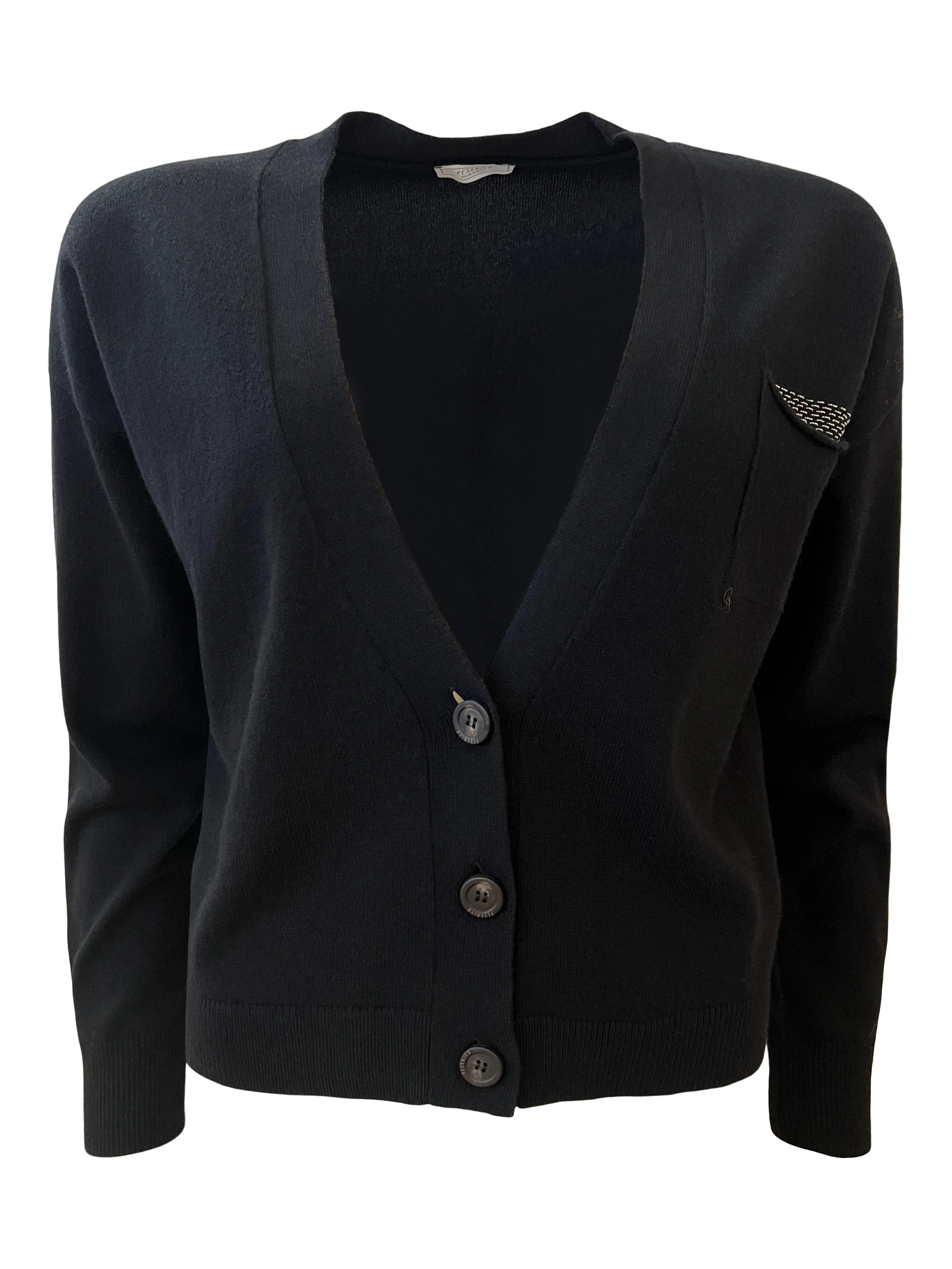 Black Wool Blend Cardigan