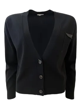 Black Wool Blend Cardigan