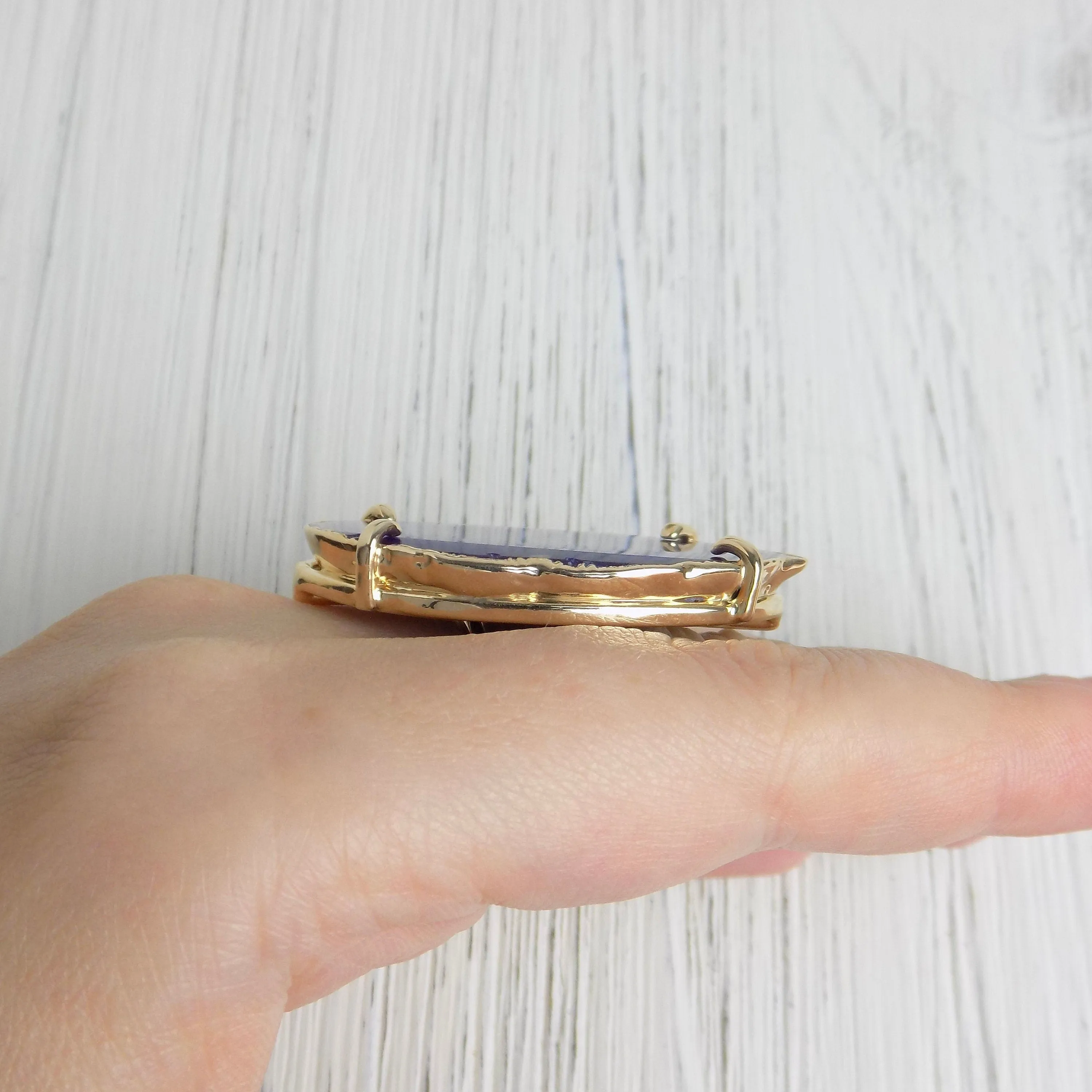 Boho Purple Agate Ring, Geode Ring, Statement Ring, Statement Jewelry Slice Agate Ring Large Stone Ring Crystal Ring Gold Adjustable G14-197