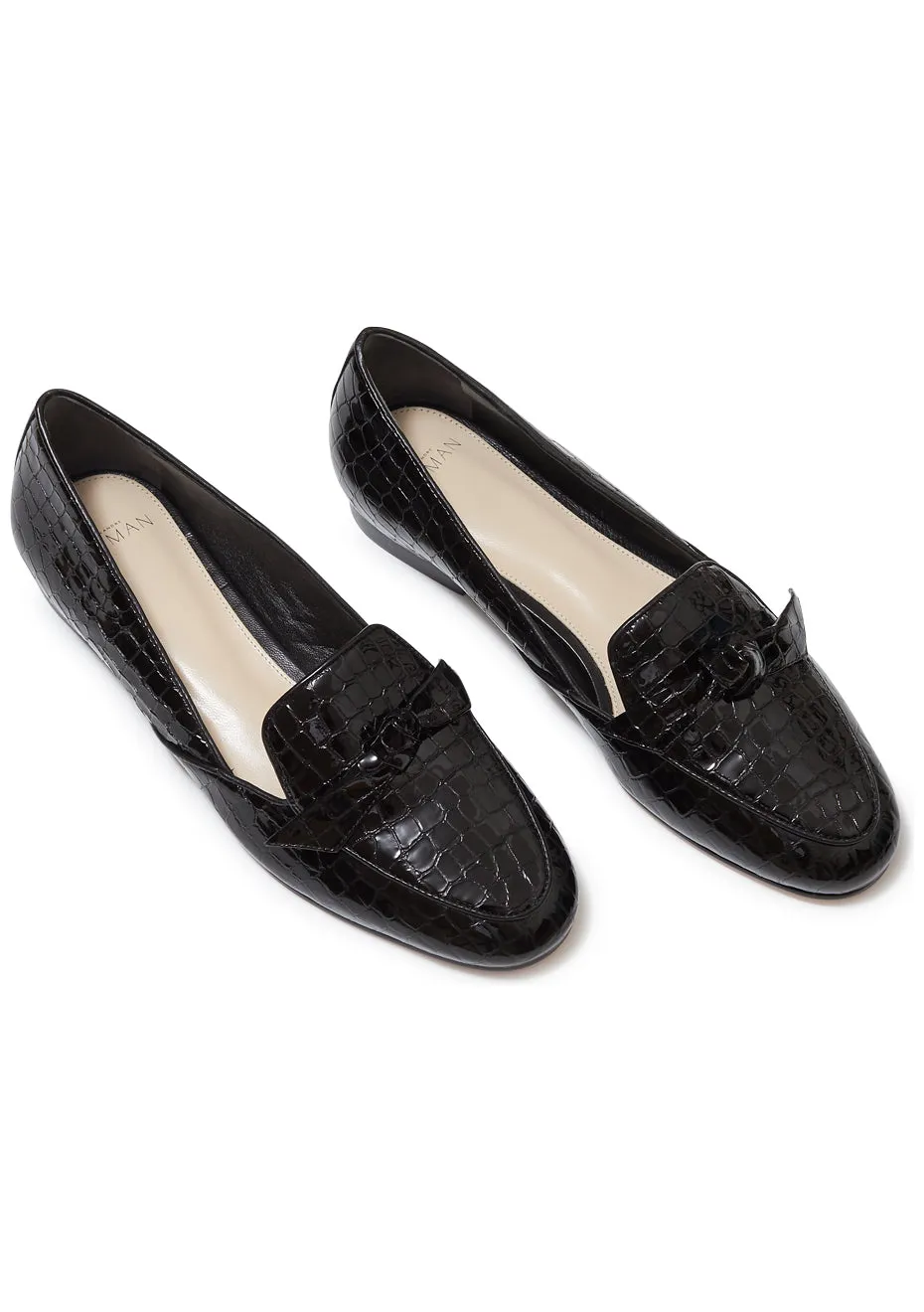 Clarita Belgian Loafer Crocco Black