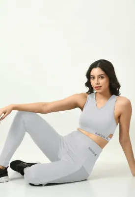 Cloud Grey Sports Bra & Leggings Co-Ord Set For Women