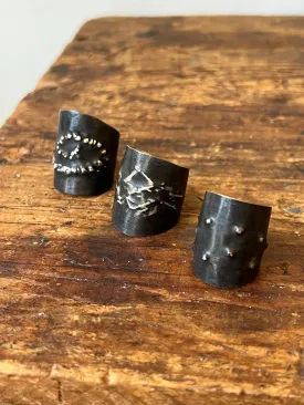 Dennis Higgins Limited Large Textured Black and Silver Ring