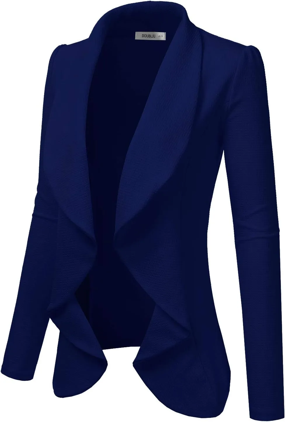 DOUBLJU Classic Draped Open Front Long Sleeve Business Casual Work Deconstructed Blazer Jackets for Womens with Plus Size
