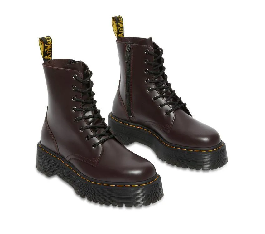 Dr Martens Jadon Burgundy Old Oxblood Polished Smooth Boots 27311626