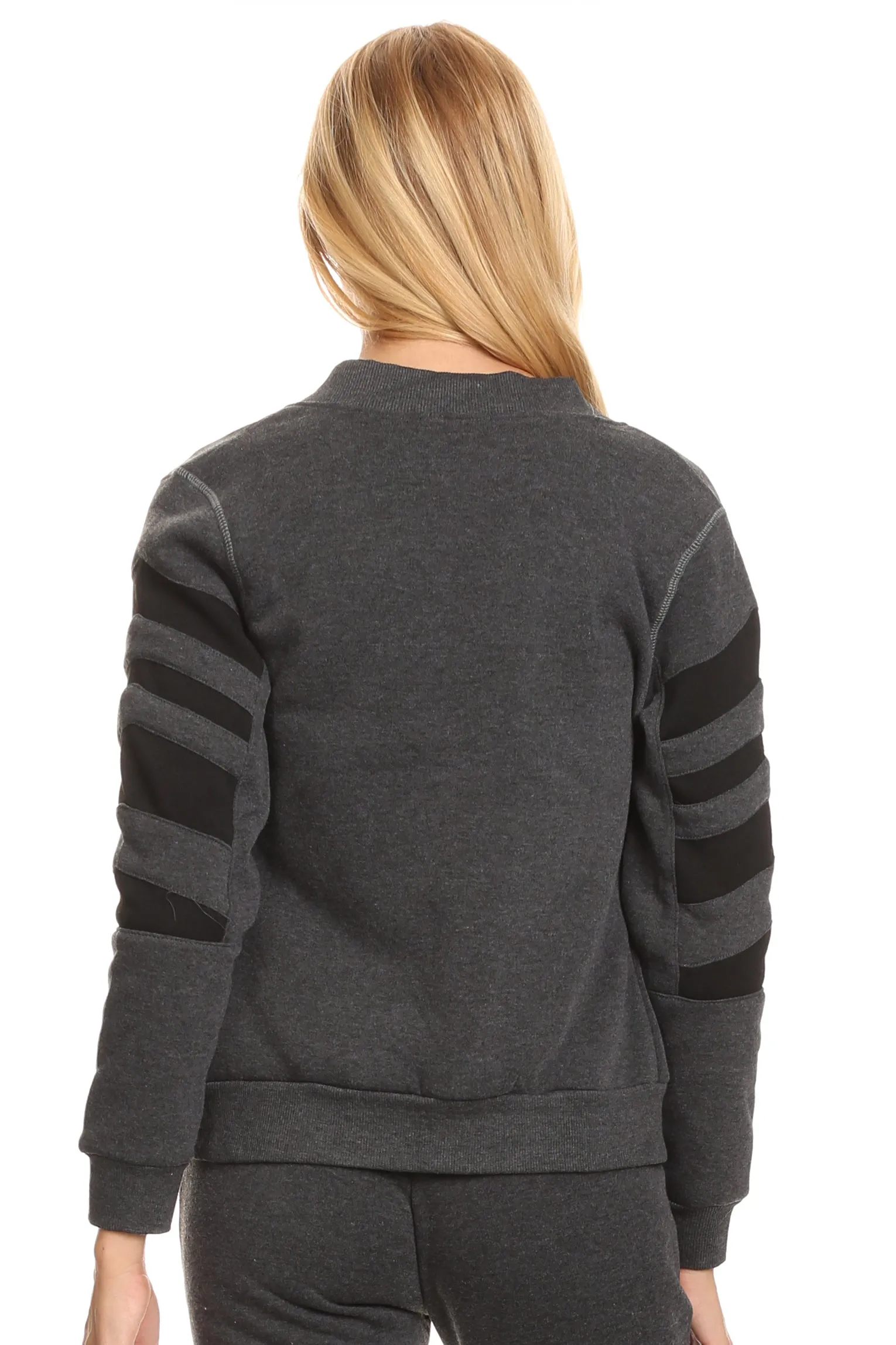 Fleece Lined Striped Zip Up Jacket