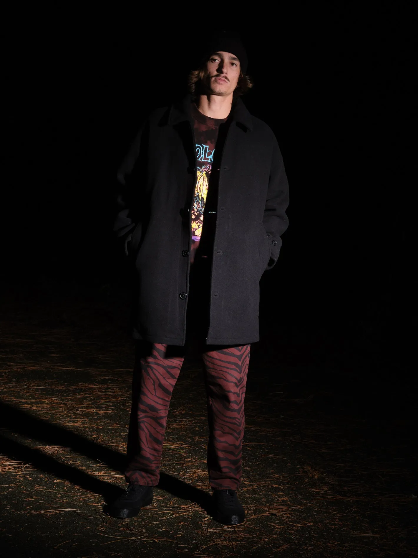 Floyder Peacoat Coat - BLACK