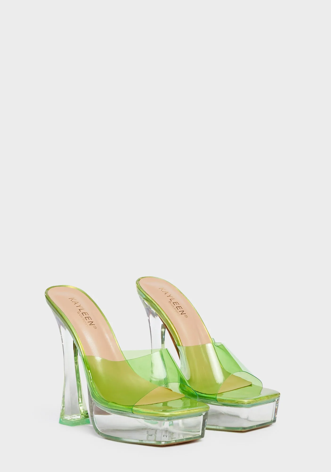 Glass Dreams Platform Heels - Green