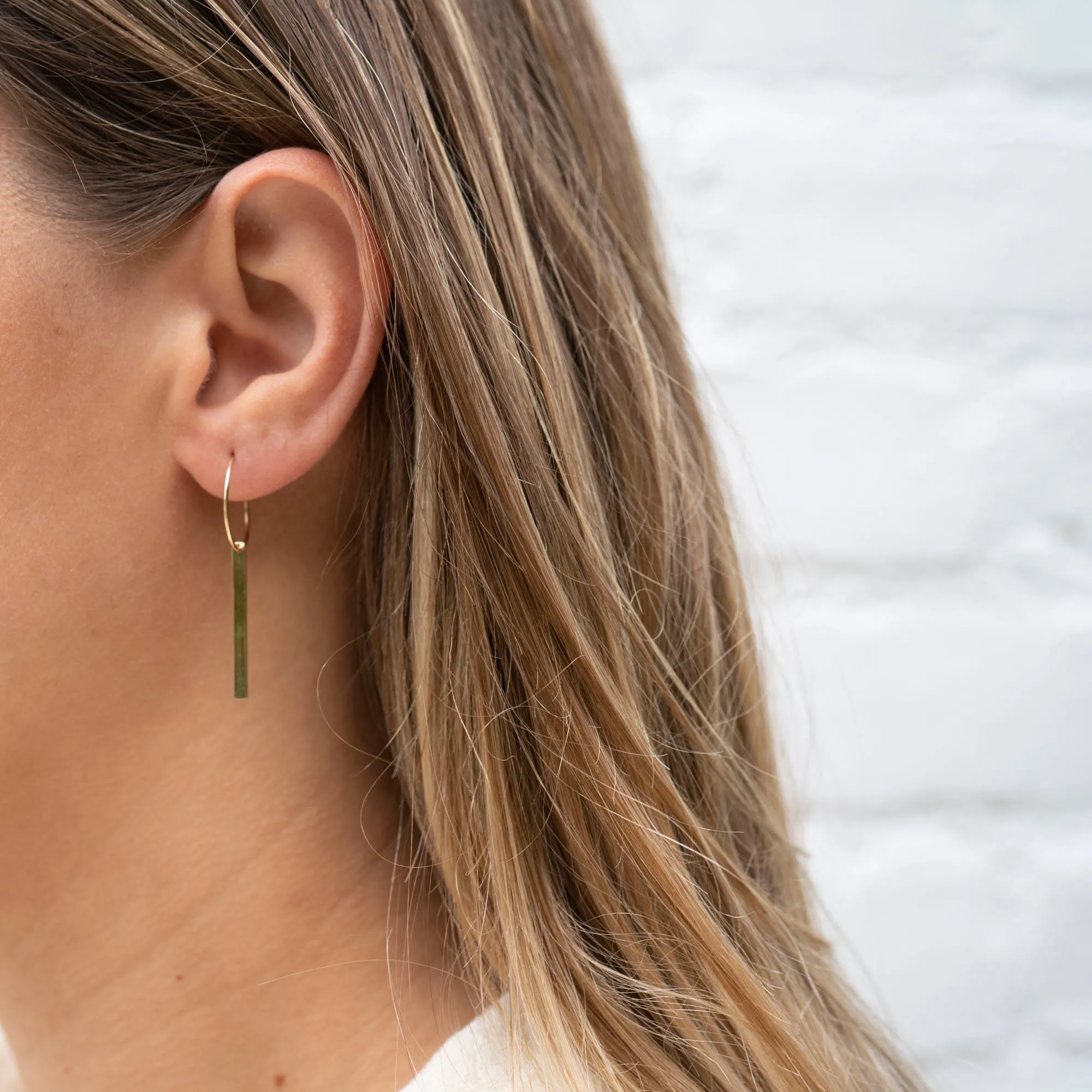 Gold Filled Dainty Bar Hoop Earrings