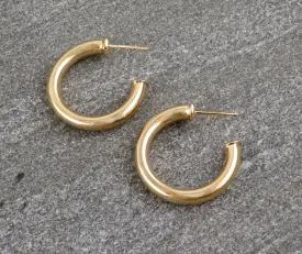 Gold Filled Post Hoop Earrings - Medium