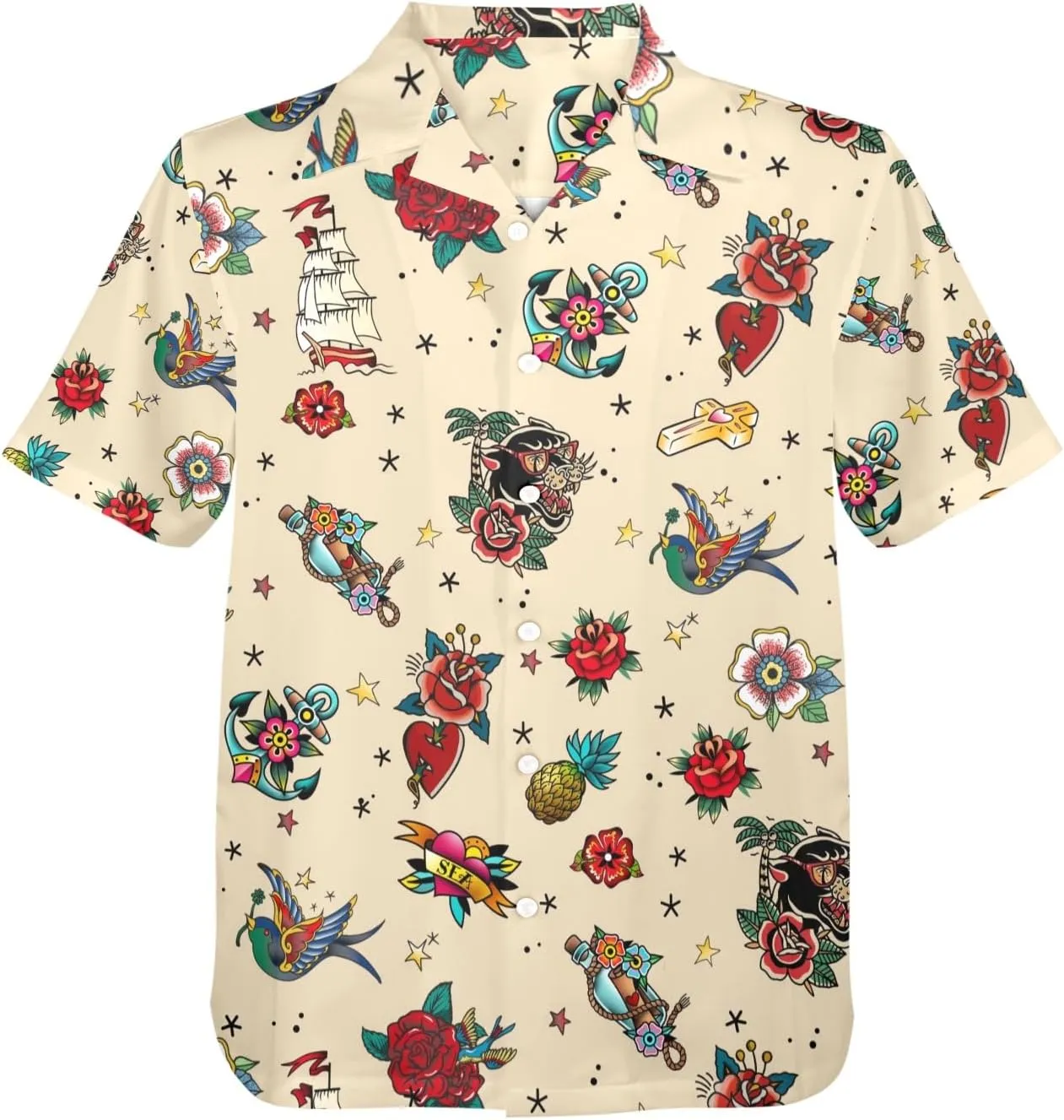 HUGLAZY 80s 90s Outfit Hawaiian Shirt for Men Big and Tall Short Sleeve Button Down Shirts Funny Party Outfit