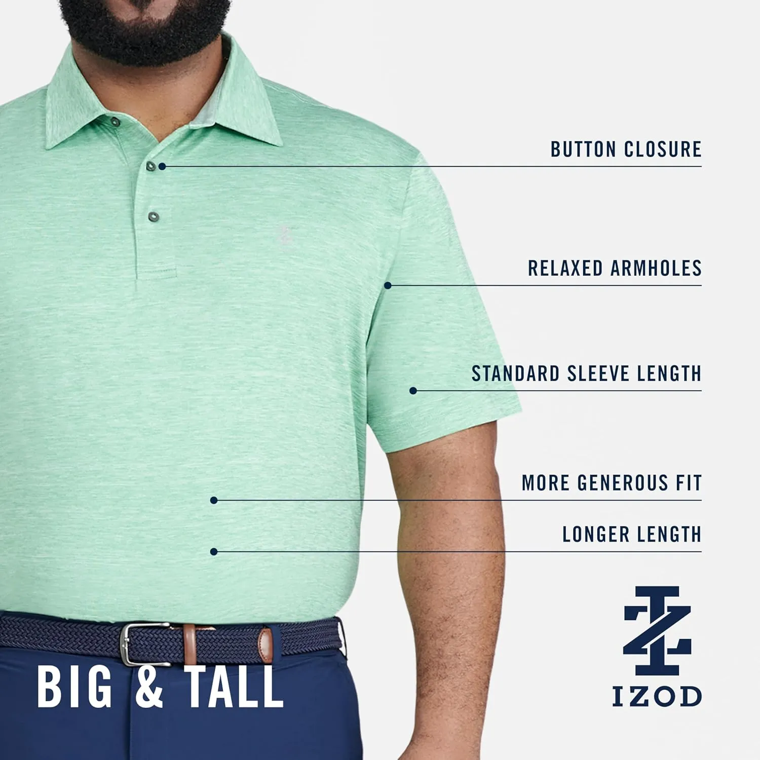 IZOD Men's Big and Tall Swingflex Elite Short Sleeve Golf Polo