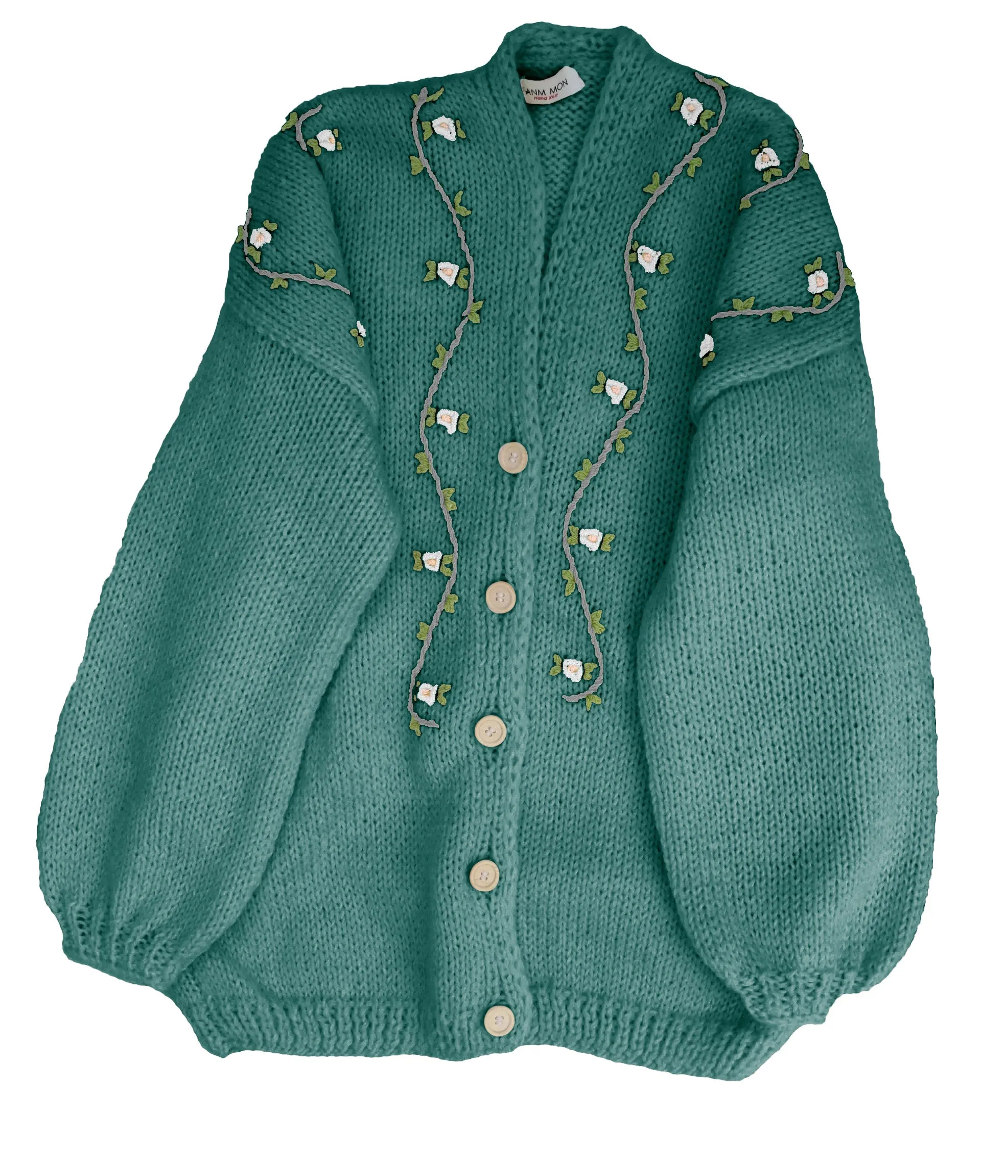 JASMIN WHITE BLOOM Wool Cardigan