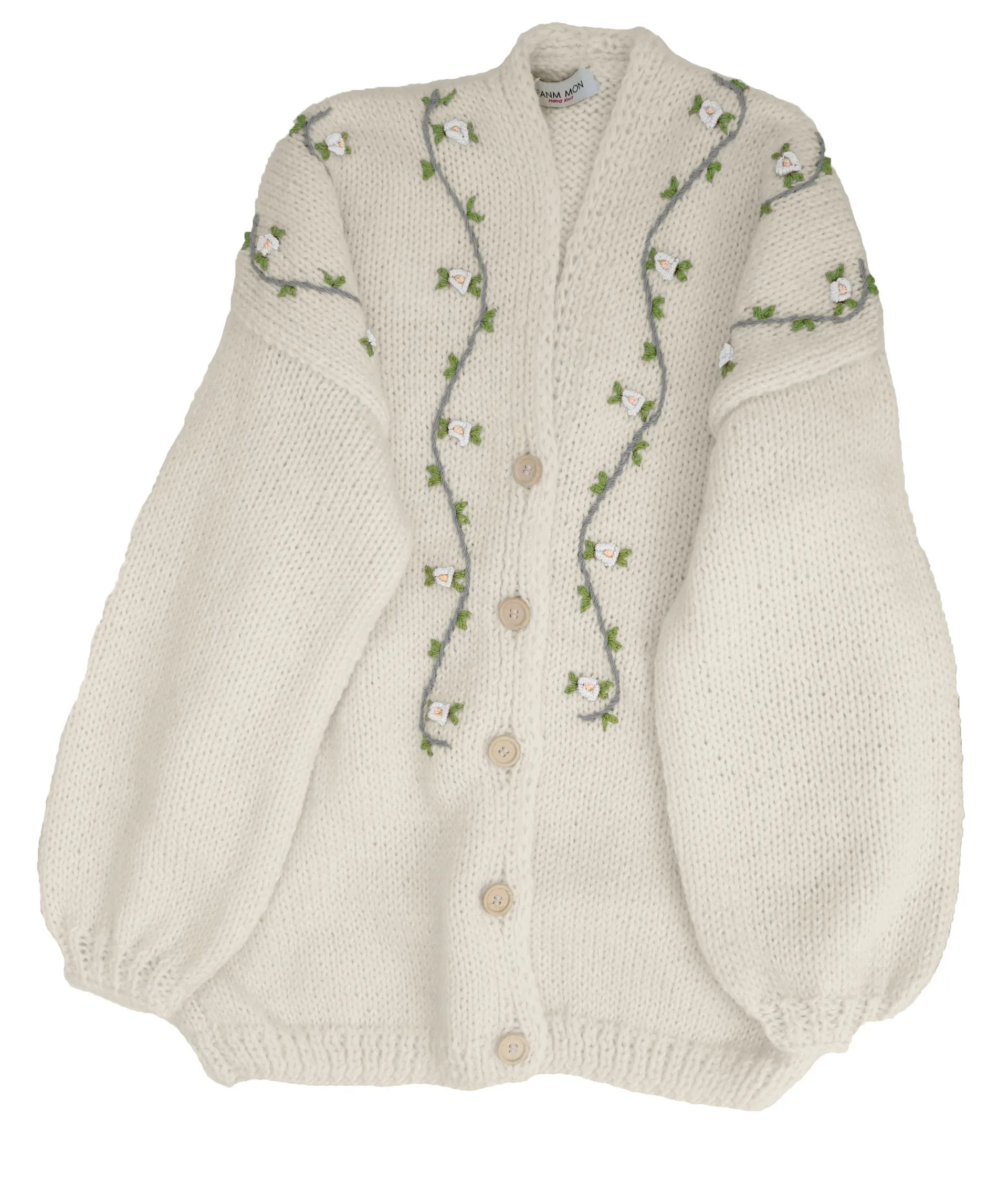 JASMIN WHITE BLOOM Wool Cardigan