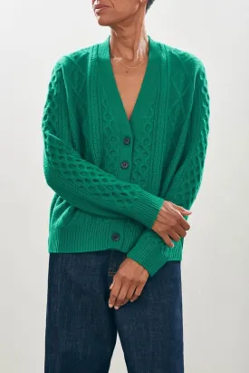 Jumper 1 2 3 4 Aran Cardigan in Leaf Green