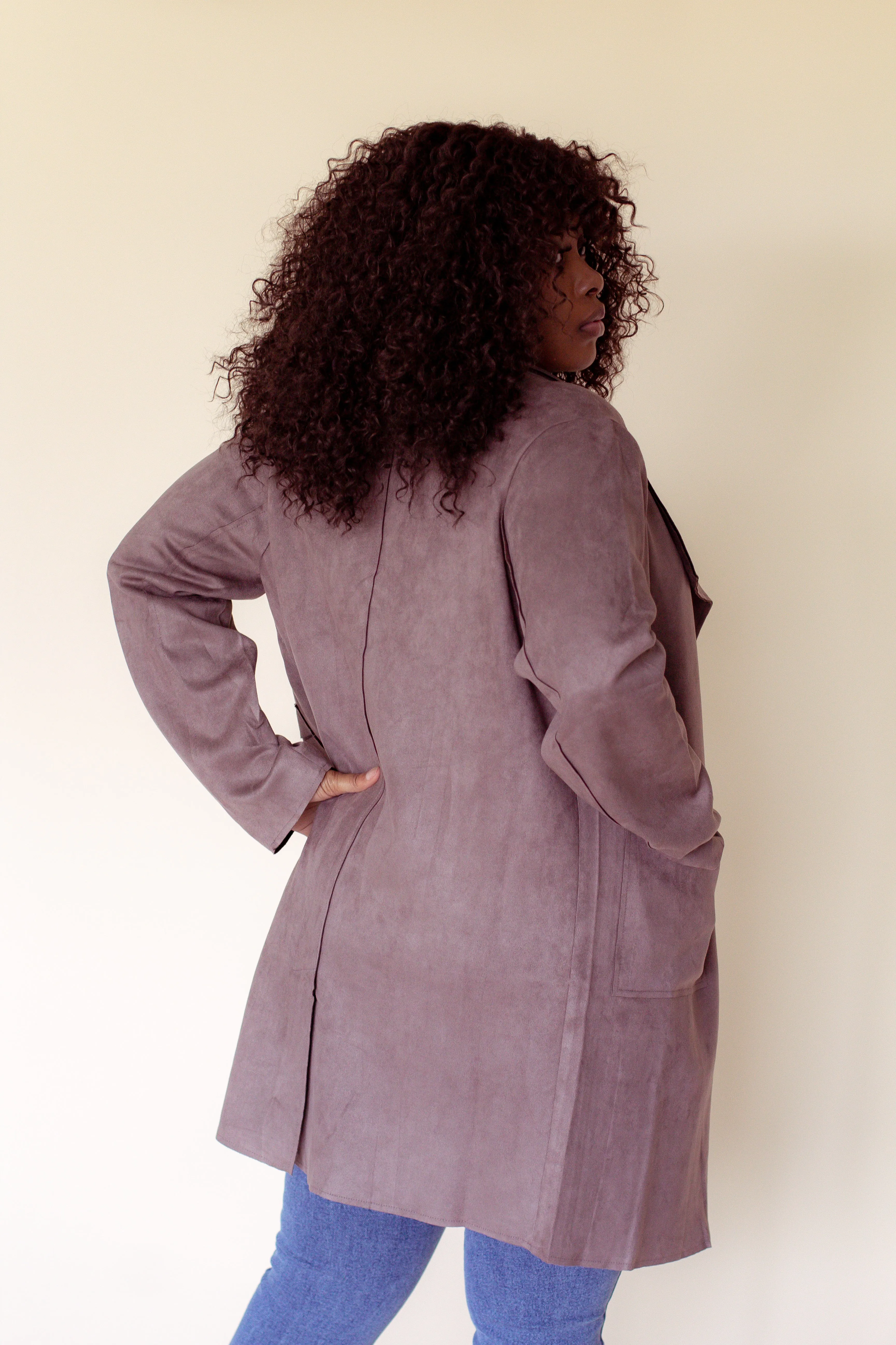 Kennedy Faux Suede Peacoat (Brown)