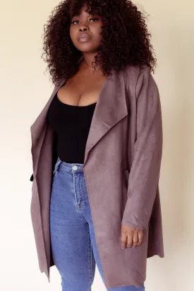 Kennedy Faux Suede Peacoat (Brown)