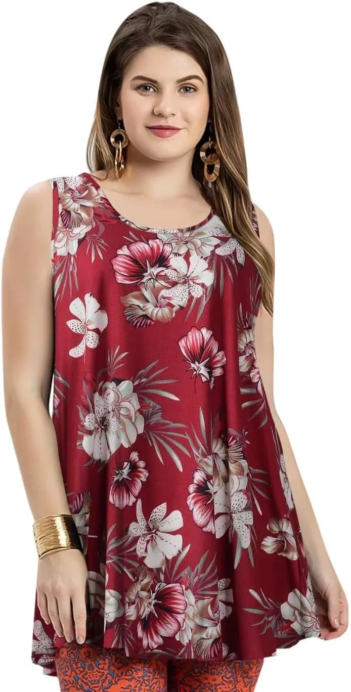 LARACE Tank Tops for Women Plus Size Sleevelss Tunic Casual Summer Clothes Swing Shirts for Leggings