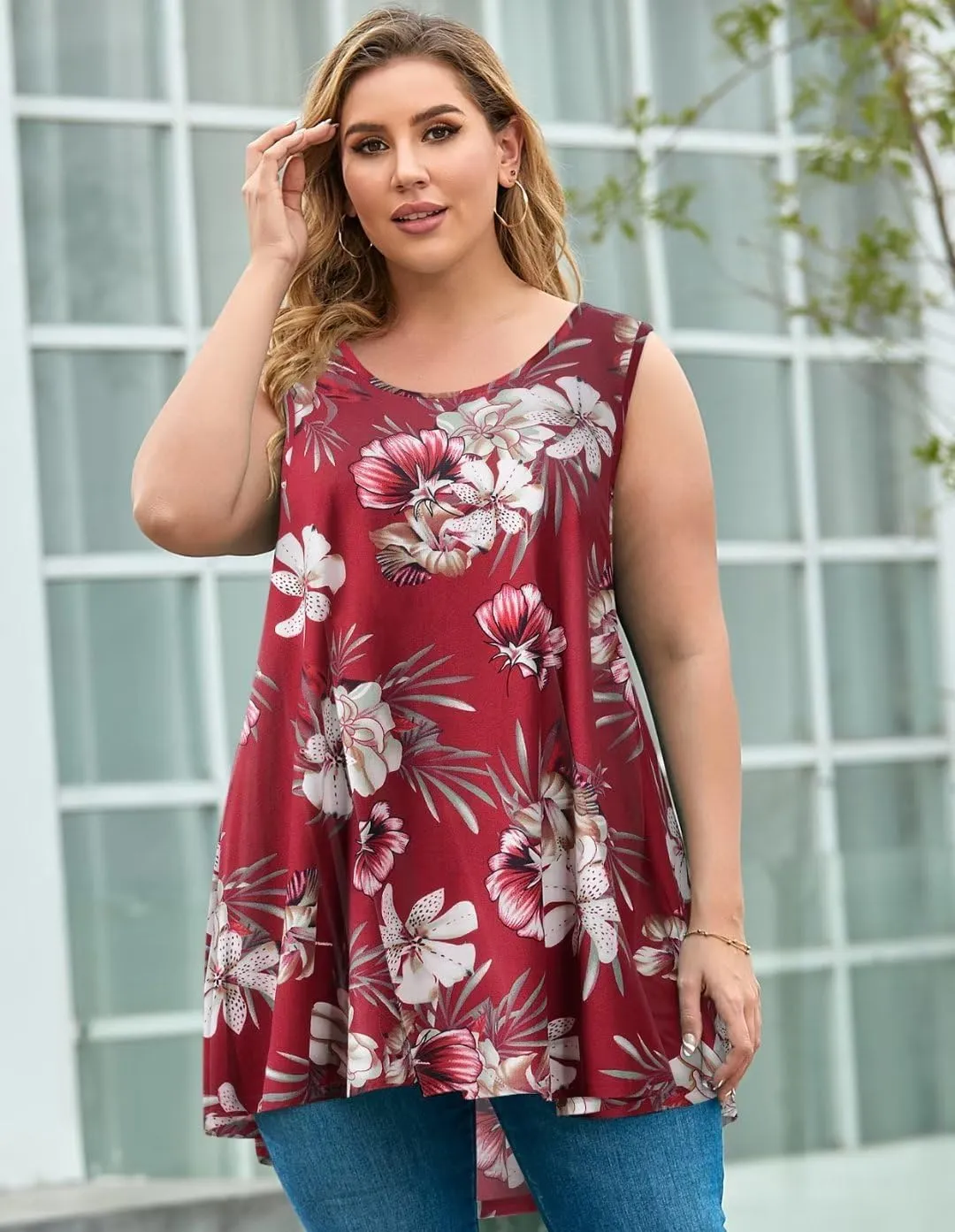 LARACE Tank Tops for Women Plus Size Sleevelss Tunic Casual Summer Clothes Swing Shirts for Leggings