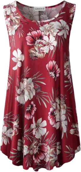 LARACE Tank Tops for Women Plus Size Sleevelss Tunic Casual Summer Clothes Swing Shirts for Leggings
