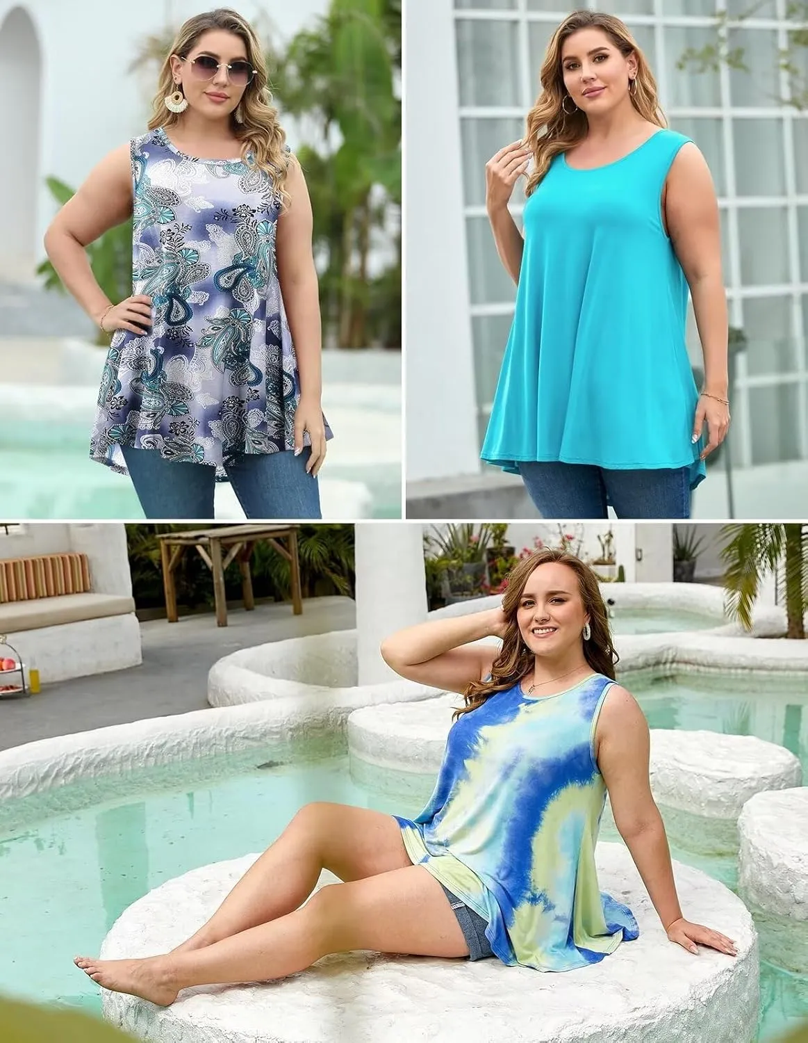 LARACE Tank Tops for Women Plus Size Sleevelss Tunic Casual Summer Clothes Swing Shirts for Leggings