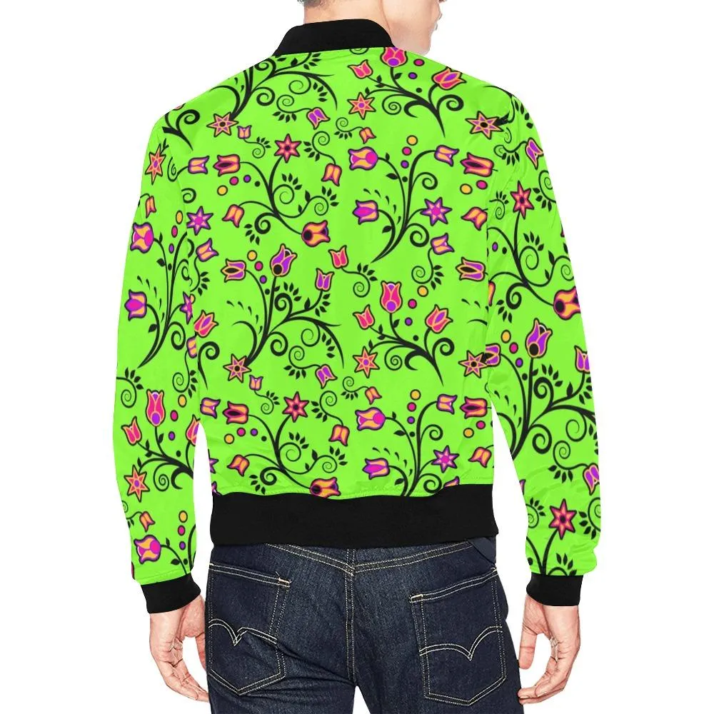 LightGreen Yellow Star Bomber Jacket for Men