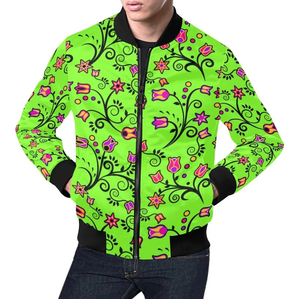 LightGreen Yellow Star Bomber Jacket for Men