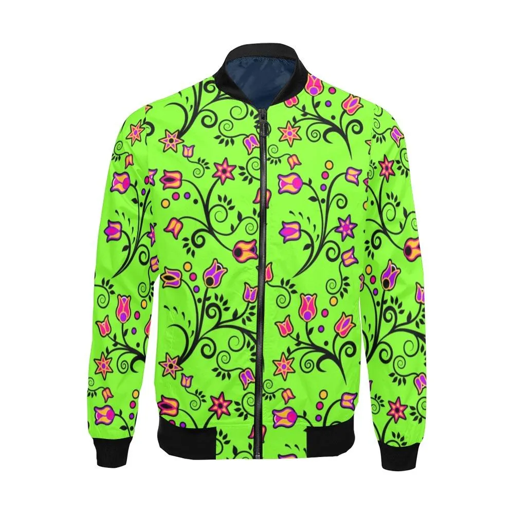 LightGreen Yellow Star Bomber Jacket for Men