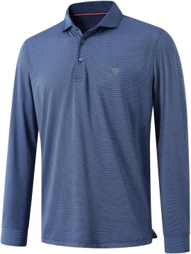M MAELREG Short and Long Sleeve Polo Shirts for Men Dry Fit Performance Moisture Wicking Sport Pin Striped Mens Golf Shirts