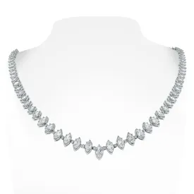 Marquise Diamond Tennis Necklace (9.45 ct Diamonds) in White Gold