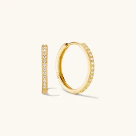 Medium Pave Hoops Gold