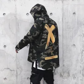 Mens Camo Hooded Bomber Jacket