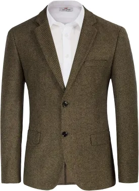 Mens Wool Blend Blazer Jacket Houndstooth Suit Blazer Notch Lapel 2 Button